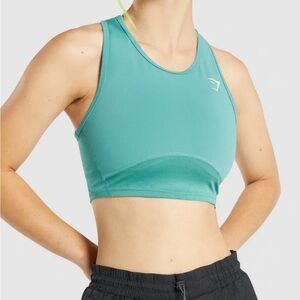 Gymshark Pulse Teal Crop Top Racerback Athletic Wear